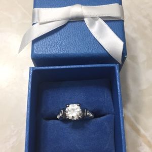 CZ High Setting Silver Engagement Ring